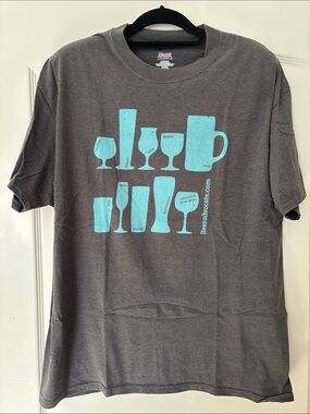 Beer Advocate Men's Short Sleeve T-Shirt - Gray with Teal Graphic